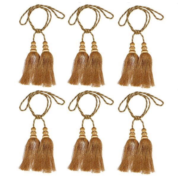 Kuber Industries Gold Curtain Tie Back Tassel Set - 6 Pieces for Elegance - Image 5