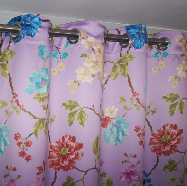 Floral Purple Blackout Curtains with Metal Eyelets for Stylish Window Coverage - Image 2