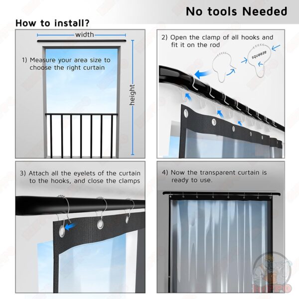 Transparent Waterproof PVC Curtain for Balcony - All-Season Protection Against Elements - Image 9