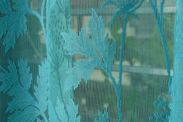 Aqua Floral Sheer Curtain Set for Living Room and Bedroom Decor - Image 2