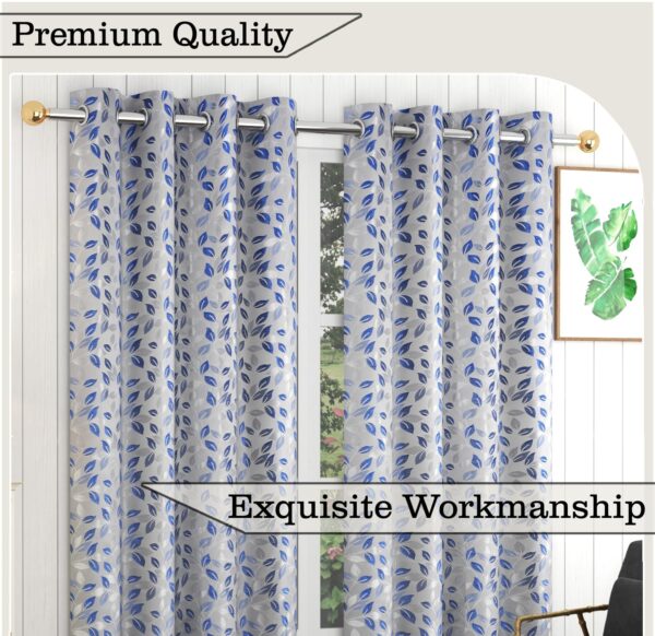 Stylish 7-Foot Blue Door Curtains | Premium Polyester Eyelet Parda Set - Image 6