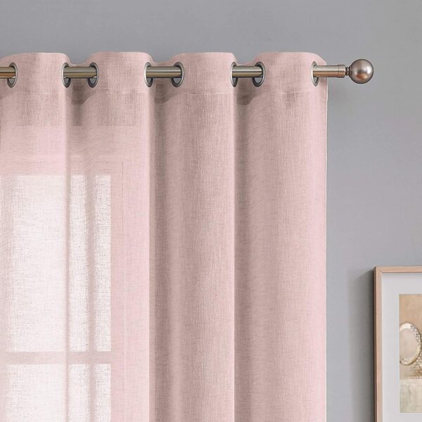 Baby Pink Sheer Curtains for Long Doors - Premium Cotton Linen Decor - Image 6