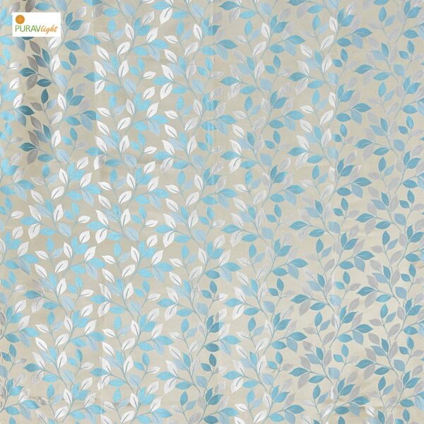 Elegant Aqua Floral Door Curtain - 7 Feet Long, Room Darkening Design - Image 4