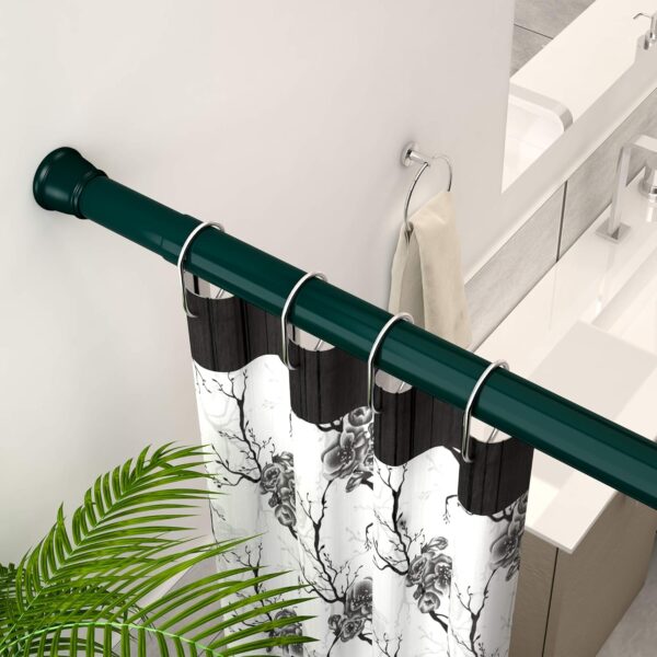 Adjustable Green Shower Curtain Rod - No Tools, Rust-Proof, 41-70 Inches - Image 2