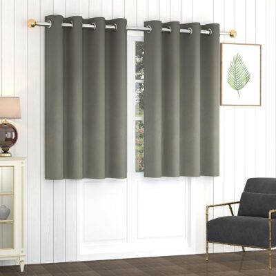 90% Blackout Grey Window Curtains Set for Living Room and Bedroom