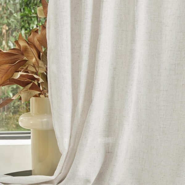 Boho Linen Curtains Set for Living Room - Semi Sheer Drapes 84" - Image 7