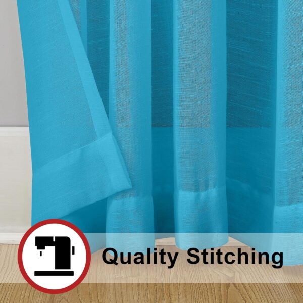 Elegant 8-Foot Royal Blue Linen Textured Sheer Curtain for Doors - Image 6