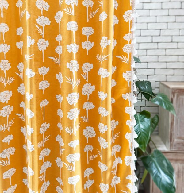 Bohemian Marigold Floral Curtains: 100% Cotton Room Darkening for Stylish Windows - Image 3