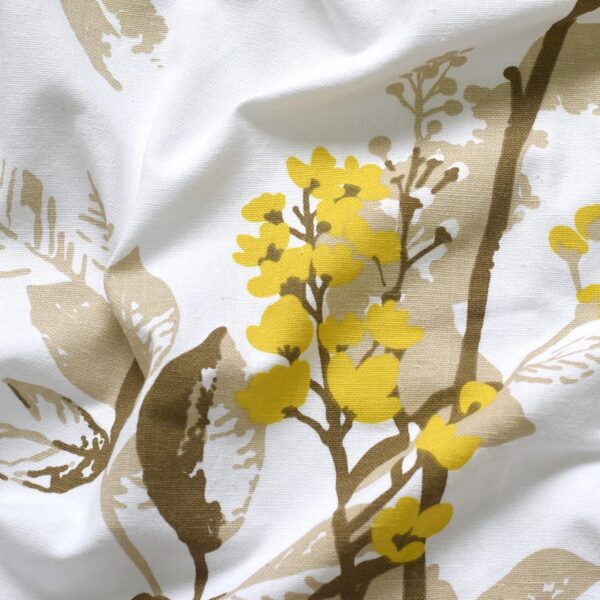 Elegant Floral Room Darkening Curtains in Yellow & Oat Brown - Set of 2 - Image 4