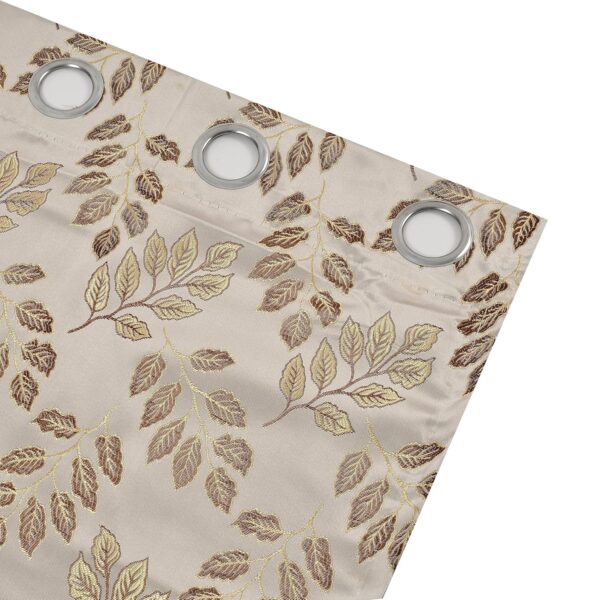 Stylish Room Darkening Beige Silk Jacquard Curtains for Living Room Decor - Image 3