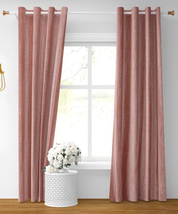 Stylish Peach Room Darkening Curtains - 9 Feet, Pack of 2 - Image 2