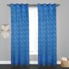 Blue Jaquard Eyelet Curtains for Stylish Home & Hotel Decor - 2 Pack - Image 2