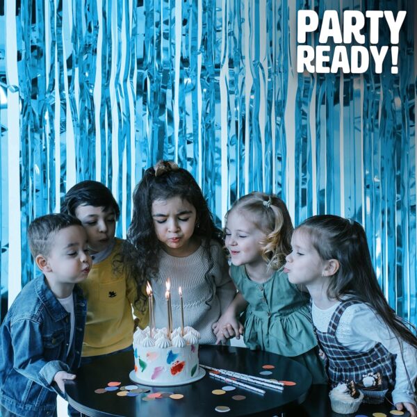 Light Blue Fringe Curtains Party Pack for Kids and Adults Birthday Decor - Image 3