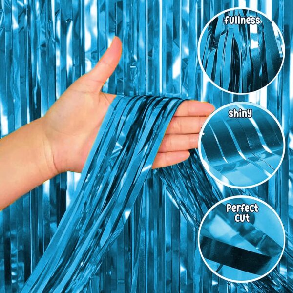 Light Blue Fringe Curtains Party Pack for Kids and Adults Birthday Decor - Image 5