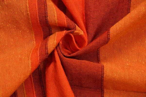 RANGBHAR Handloom Cotton Bedsheet: Stylish Orange Striped Design, 60x90 Inch - Image 3