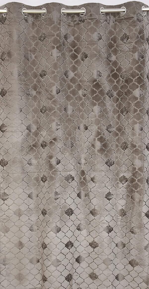 Embossed Pattern Grey Velvet Curtains for Stylish Room Darkening Solutions - Image 4