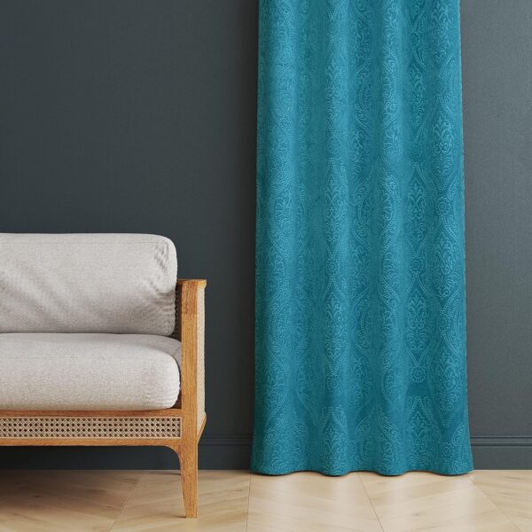 Elegant Aqua Floral Velvet Curtains for Room Darkening - Kiara Creations - Image 3