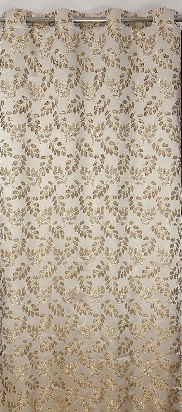 Stylish Room Darkening Beige Silk Jacquard Curtains for Living Room Decor - Image 4