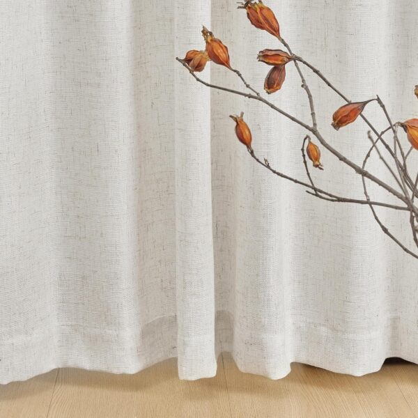 Boho Linen Curtains Set for Living Room - Semi Sheer Drapes 84" - Image 5