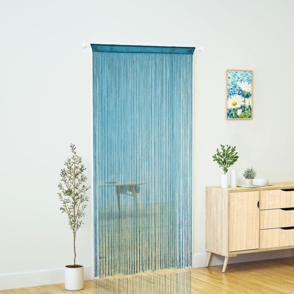 Boho Teal Blue Macrame Door Curtains for Stylish Room Decor - Image 2