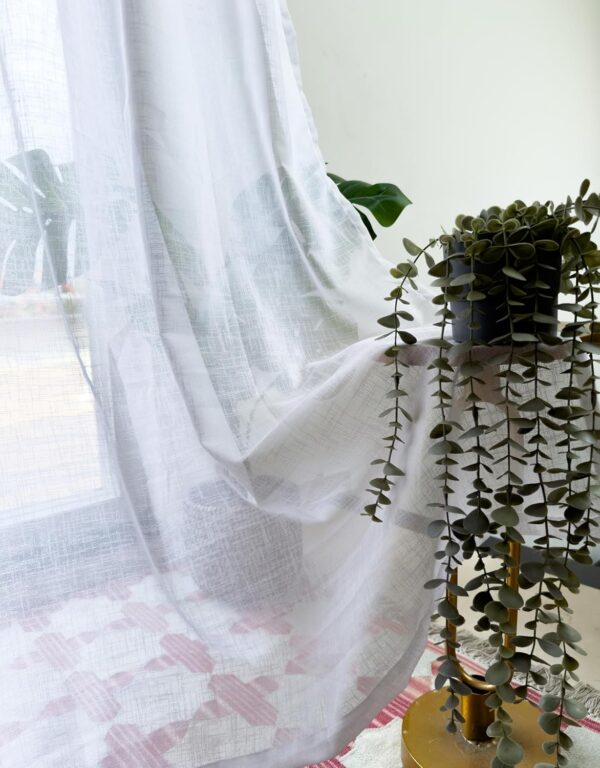 Elegant White Sheer Curtains with Lace for Doors - Tranquebar 7 Feet - Image 4