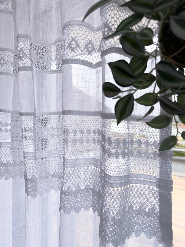 Elegant White Sheer Curtains with Lace for Doors - Tranquebar 7 Feet - Image 3