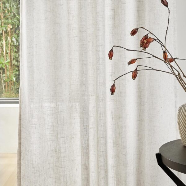 Boho Linen Curtains Set for Living Room - Semi Sheer Drapes 84" - Image 4