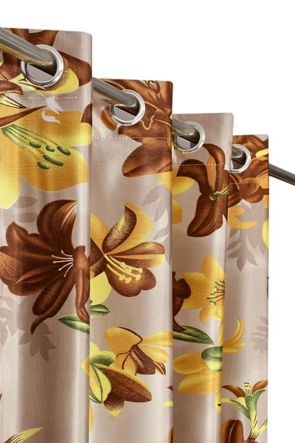 YUKANY Digital Printed Eyelet Curtains - Stylish Home Decor in Brown, 3 Pack - Image 2