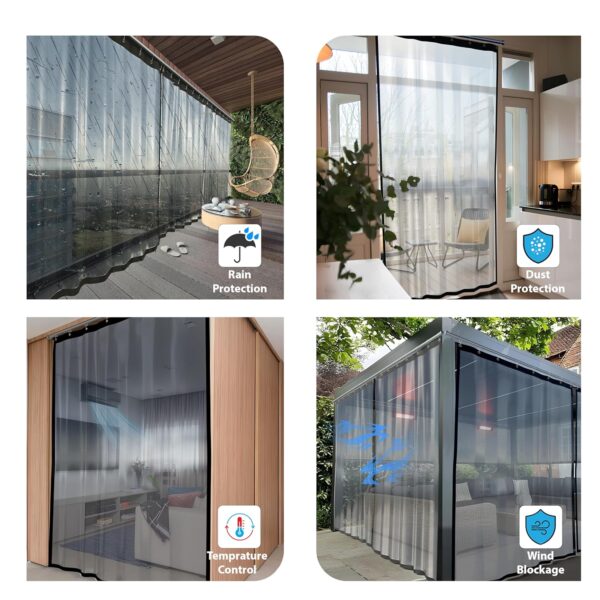 Transparent Waterproof PVC Curtain for Balcony - All-Season Protection Against Elements - Image 2