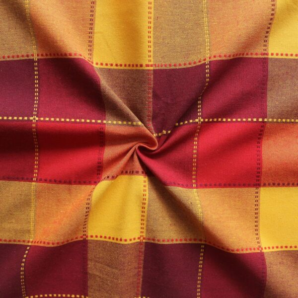 Stylish Red and Yellow Cotton Dobby Blackout Door Curtains for Your Home - Image 2