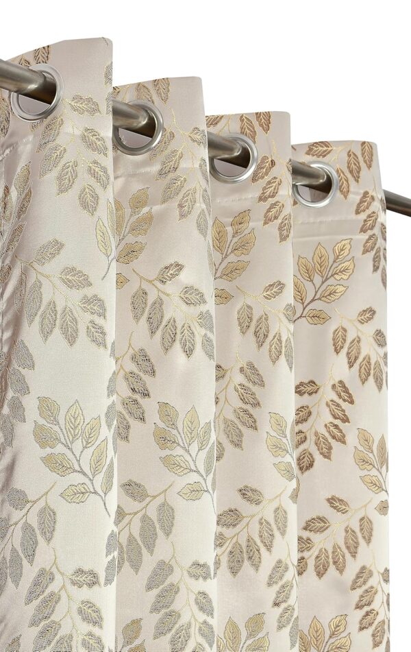 Stylish Room Darkening Beige Silk Jacquard Curtains for Living Room Decor - Image 2