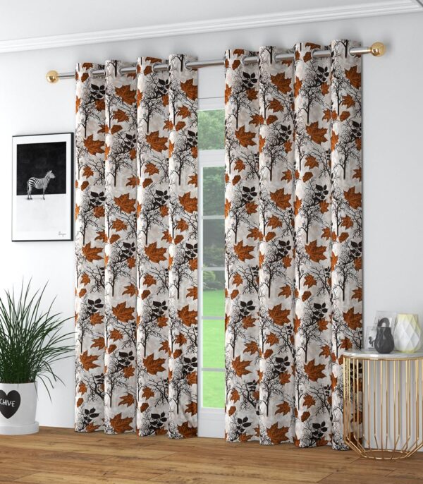 Abstract Flower Printed Door Curtains - 2 Pieces, Room Darkening, 7 Feet