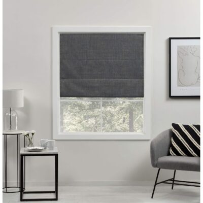 Acadia Total Blackout Roman Shade: Stylish Grey Curtains for Complete Privacy Acadia Total Blackout Roman Shade: Stylish Grey Curtains for Complete Privacy