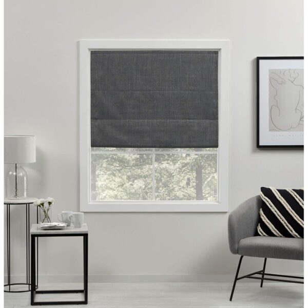 Acadia Total Blackout Roman Shade: Stylish Grey Curtains for Complete Privacy