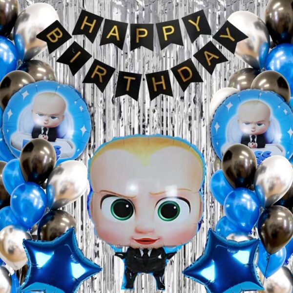 Adorable Baby Birthday Decorations Combo: 60 Balloons, Foil Set & Banner