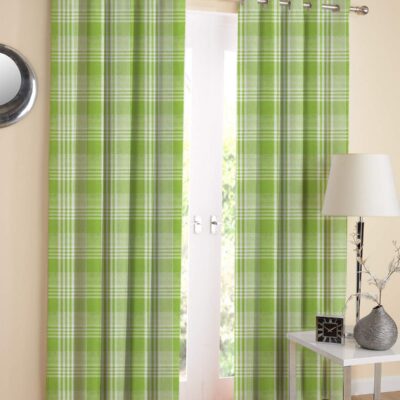 Airwill Green Cotton Checkered Curtain Finial Set – 4×7 ft, Pack of 2 Airwill Green Cotton Checkered Curtain Finial Set – 4×7 ft, Pack of 2