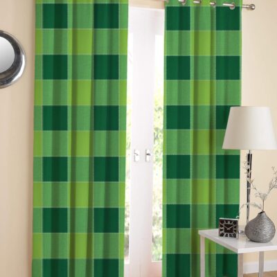 Airwill Green Printed Cotton Grommet Curtains – Opaque Door Set of 2 Airwill Green Printed Cotton Grommet Curtains – Opaque Door Set of 2