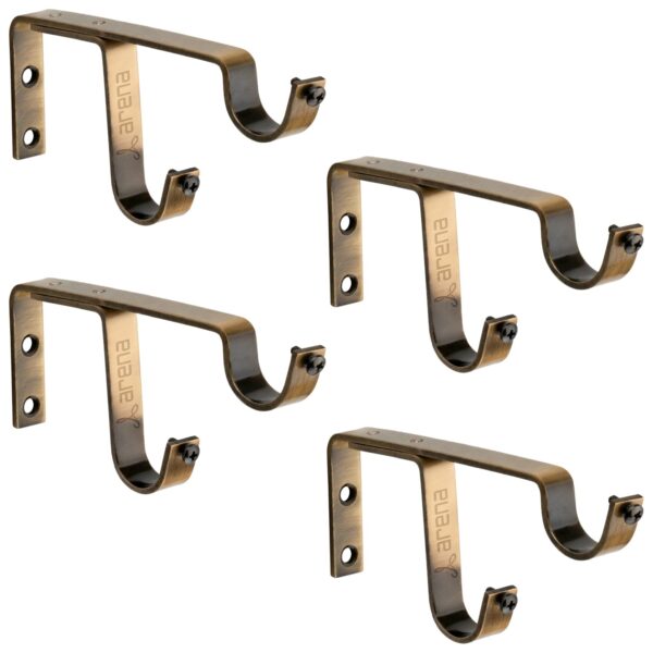 Antique Brass Double Curtain Rod Brackets - Heavy Duty Stainless Steel Holders