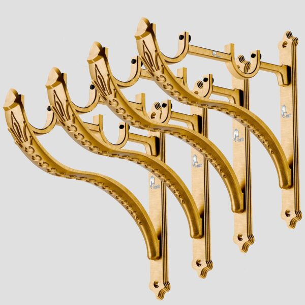 Antique Brass Jaguar Curtain Supports for 1-Inch Rods - Set of 4