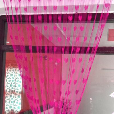 Beautiful Dark Pink Heart String Sheer Curtain – 7 Feet for Elegant Decor