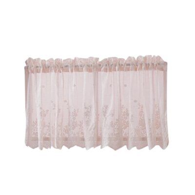 Benix Embroidered Pink Voile Sheer Curtain Valance for Stylish Home Decor