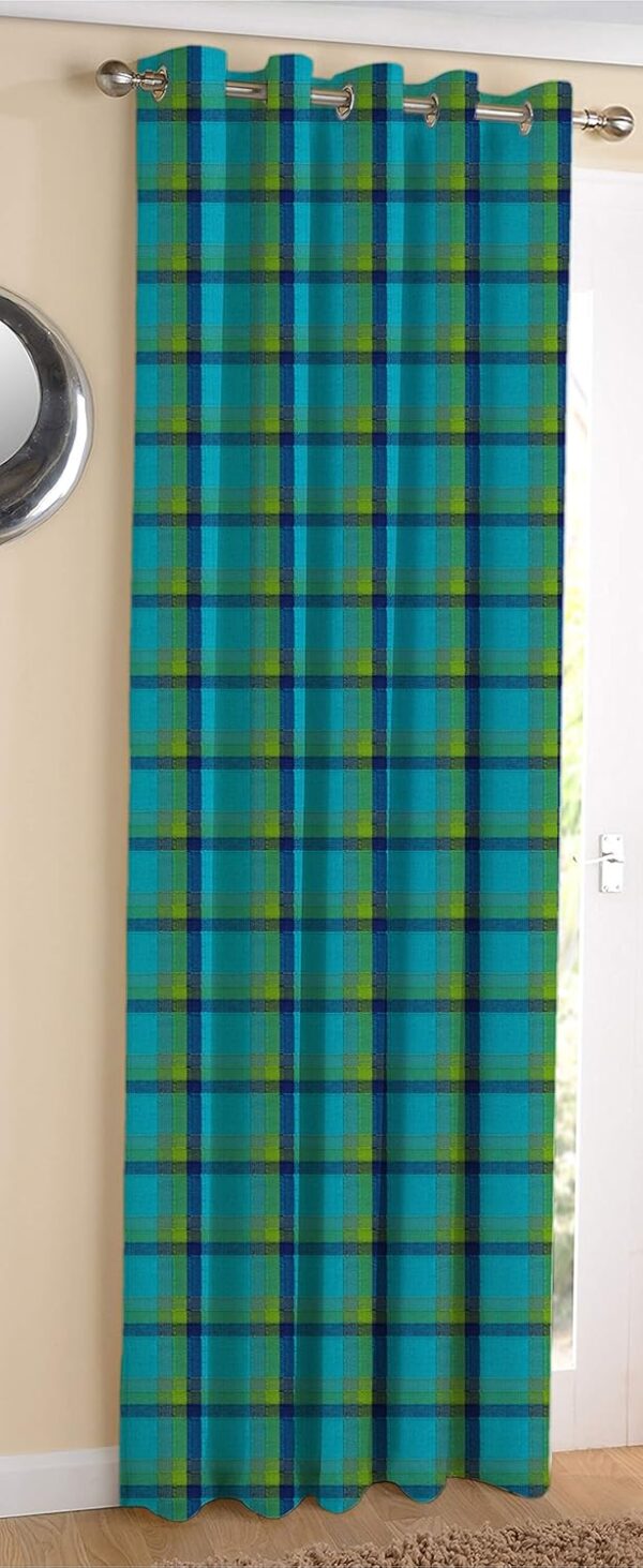 Blue Cotton Iron Dobby Blackout Curtains for 7ft Doors - Stylish Room Darkening