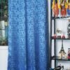 Blue Jaquard Eyelet Curtains for Stylish Home & Hotel Decor - 2 Pack