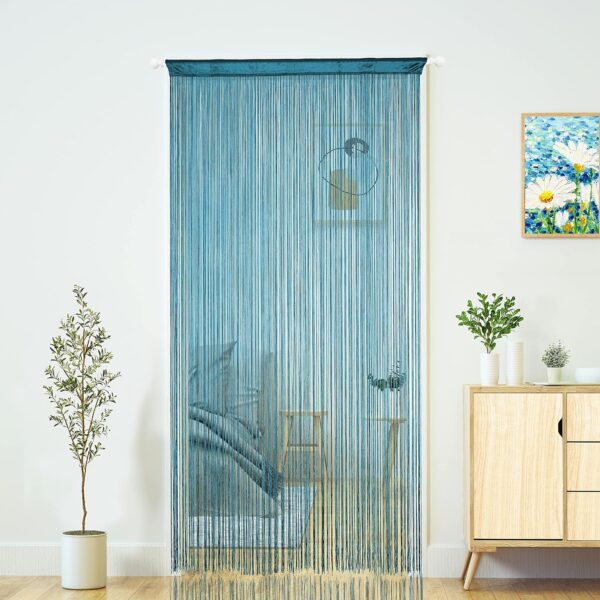 Boho Teal Blue Macrame Door Curtains for Stylish Room Decor