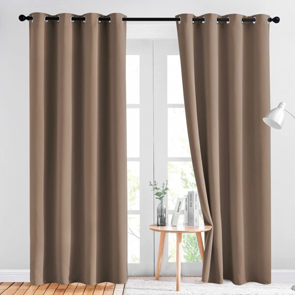 Brown Room Darkening Curtains for Long Windows | Blackout & Thermal Insulation