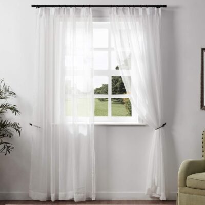 Chamade Extra Long Natural Linen Sheer Drape for Elegant Window Styling