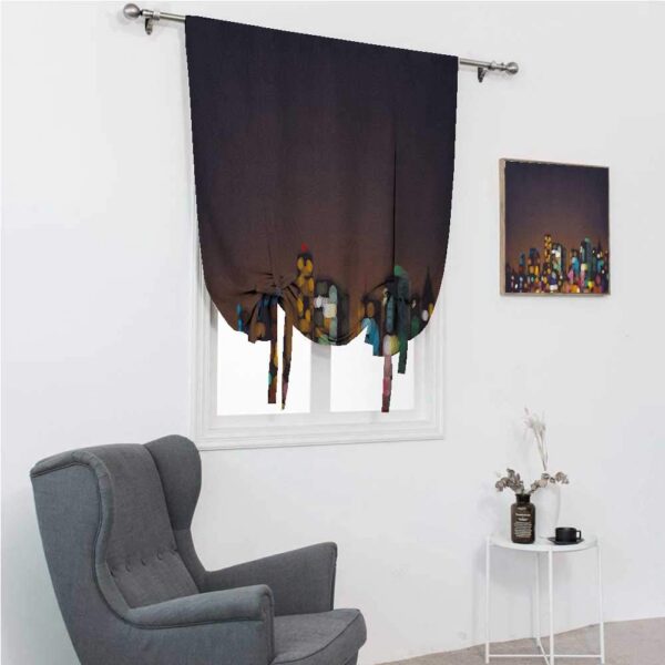 Cityscape Roman Window Shades: Nighttime Abstract Bokeh Blinds for Cozy Spaces