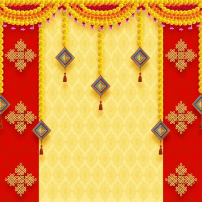 Dhara Pooja Decoration Backdrop Cloth for Traditional Festival Functions