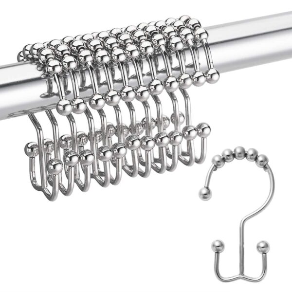 Durable Rust-Proof Shower Curtain Rings: 12 Pcs Stainless Steel Hooks