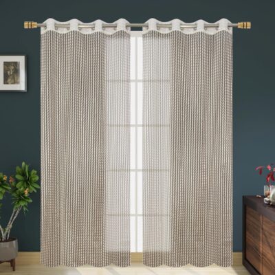 Elegant 10 Feet Sheer Curtains for Doors & Windows in Cream Color